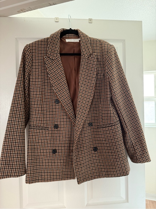 Astr Jackets & Blazers - Astr The Label Plaid Wool Blend Coat in Brown and Black (Like New)